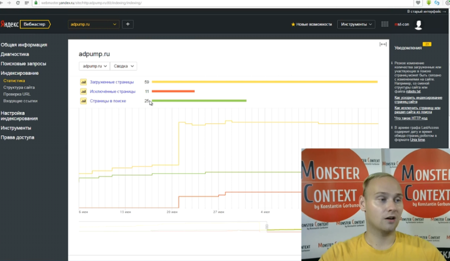 Яндекс Вебмастер 2.0 — обзор новых инструментов - Индексирование. Статистика